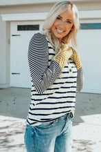 Striped Buttoned Long Sleeve Top Woman T Shirts