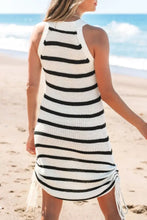 Striped Knit Sweater Dress for Women with Drawstring Acrylic Material Woman Sweater Dresses