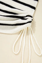 Striped Knit Sweater Dress for Women with Drawstring Acrylic Material Woman Sweater Dresses