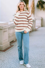 Striped Knit Sweater Pullover with Long Sleeve Length and Jeans Set Sweater Pullovers
