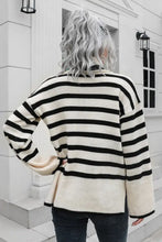 Striped Knit Turtleneck Sweater Long Sleeve Pullover Acrylic Sweater Pullovers