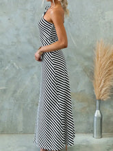 Striped One Shoulder Asymmetrical Maxi Dress Evening Dresses