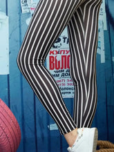 Striped Opaque Leggings Black and White Stretchy Pants for Women Woman Leggings