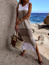 Striped Open-Weave Knit Beach Cover-Up Dress Swimwear Cover-Ups