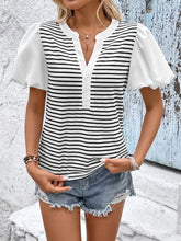 Striped Puff Sleeve Blouse for Women Woman T Shirts