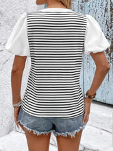 Striped Puff Sleeve Blouse for Women Woman T Shirts