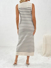 Striped Sleeveless Midi Dress in Viscose Blend Woman Sweater Dresses
