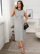 Striped Sleeveless Tie Waist Casual Dress Casual Dresses