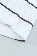 Striped Waffle Knit Henley Long Sleeve Top Woman T Shirts