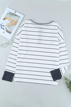 Striped Waffle Knit Henley Long Sleeve Top Woman T Shirts