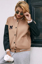 Tan and Black Varsity Jacket Long Sleeve Length for Women Woman Outerwear