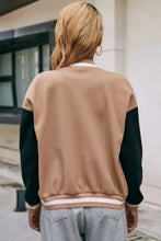 Tan and Black Varsity Jacket Long Sleeve Length for Women Woman Outerwear