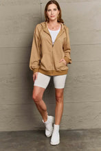 Tan Hooded Zip Up Sweatshirt with Denim Shorts for Women Woman Outerwear