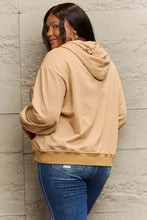 Tan Hooded Zip Up Sweatshirt with Denim Shorts for Women Woman Outerwear