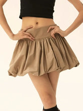 Tan Ruched Bubble Skirt for Women Camel Woman Skirts