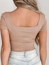 Tan Square Neck Stretch Bodysuit Woman Bodysuits