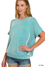 Teal Corded Rib Short Sleeve T Shirt for Women LT TEAL Woman T Shirts