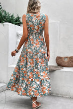 Floral Print Trimmed V Neck Tie Waist Sleeveless Dress Casual Dresses