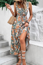 Floral Print Trimmed V Neck Tie Waist Sleeveless Dress Casual Dresses