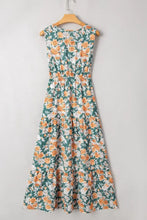 Floral Print Trimmed V Neck Tie Waist Sleeveless Dress Casual Dresses