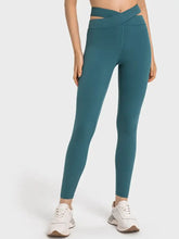 Teal High Waisted Criss Cross Leggings for Women Teal Woman Leggings