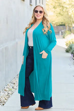 Teal Long Sleeve Cardigan for Women with Pockets Stretchy Rayon Blend Woman Outerwear