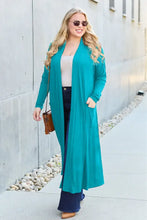 Teal Long Sleeve Cardigan for Women with Pockets Stretchy Rayon Blend Woman Outerwear