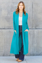 Teal Long Sleeve Cardigan for Women with Pockets Stretchy Rayon Blend Sky Blue Woman Outerwear