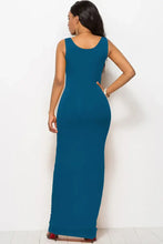 Teal Sleeveless Maxi Dress with Waist Stretch Maxi Dresses