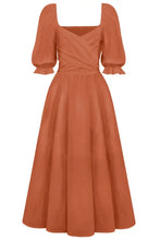 Terracotta Midi Wrap Dress with Cutout in Rayon Casual Dresses