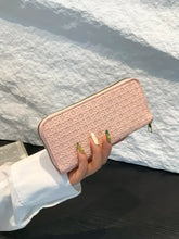 Textured PU Leather Wallet in White Black or Pink Woven Pattern Pale Blush One Size Wallets