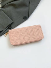 Textured PU Leather Wallet in White Black or Pink Woven Pattern Wallets