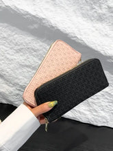Textured PU Leather Wallet in White Black or Pink Woven Pattern Wallets
