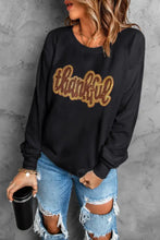 THANKFUL Round Neck Long Sleeve Sweatshirt Woman Sweatshirts