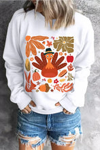 Graphic Round Neck Long Sleeve Sweatshirt White Woman Sweatshirts