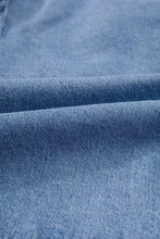 Tied Front Puff Sleeve Peplum Denim Shirt Woman Denim Tops