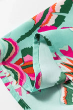 Turquoise Floral Button Down Mini Dress with Tie Waist Casual Dresses