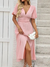 V-Neck Puff Sleeve Dress Casual Dresses