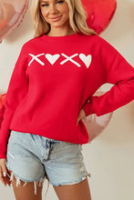 Valentine’s Day XOXO Round Neck Drop Shoulder Sweatshirt Woman Sweatshirts