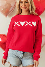 Valentine’s Day XOXO Round Neck Drop Shoulder Sweatshirt Woman Sweatshirts