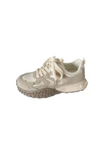 White and Gray Chunky Sole Fashion Sneakers for Women Ivory Woman Athletic Shoes