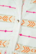 White Boho Tiered Mini Dress with Pink and Orange Pattern Casual Dresses