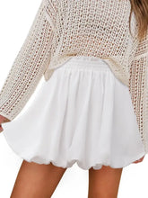 White Bubble Mini Skirt with Elastic Waistband Woman Skirts