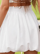 White Bubble Mini Skirt with Elastic Waistband Woman Skirts