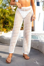 White Crochet Beach Pants with Moderate Stretch White Swim Bottoms