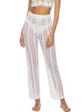 White Crochet Beach Pants with Moderate Stretch Swim Bottoms