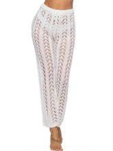White Crochet Beach Pants with Moderate Stretch Swim Bottoms