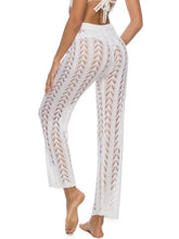 White Crochet Beach Pants with Moderate Stretch Swim Bottoms
