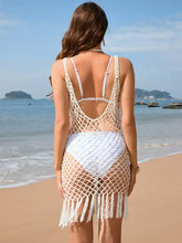 White Crochet Fringe Beach Cover-Up for Women Swimwear Cover-Ups