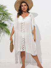 White Crochet Trim Beach Cover Up for Women Swimwear Cover-Ups